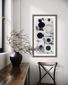 Quadro personale. Manuela Russo 2023. Acrilico su tela nera.Astratto. Made in Italy. Fatto a mano. Pezzo unico. quadro contemporaneo. Black.white.gold.silver. arredare casa. interior.wallet